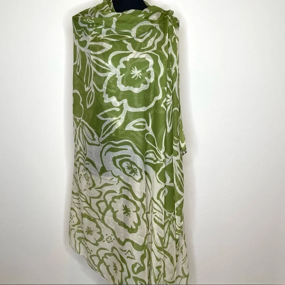 🔥 Pashmina Style Wrap Scarf Green Cream